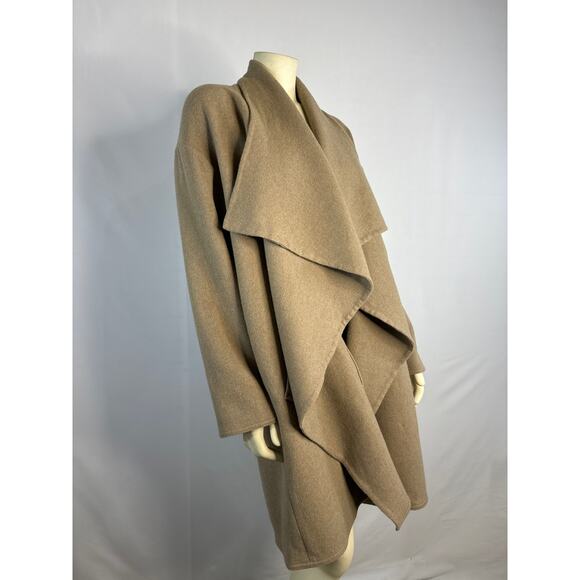 NWT Lauren Ralph Lauren truffle color draped waterfall open front coat size med - Picture 13 of 16